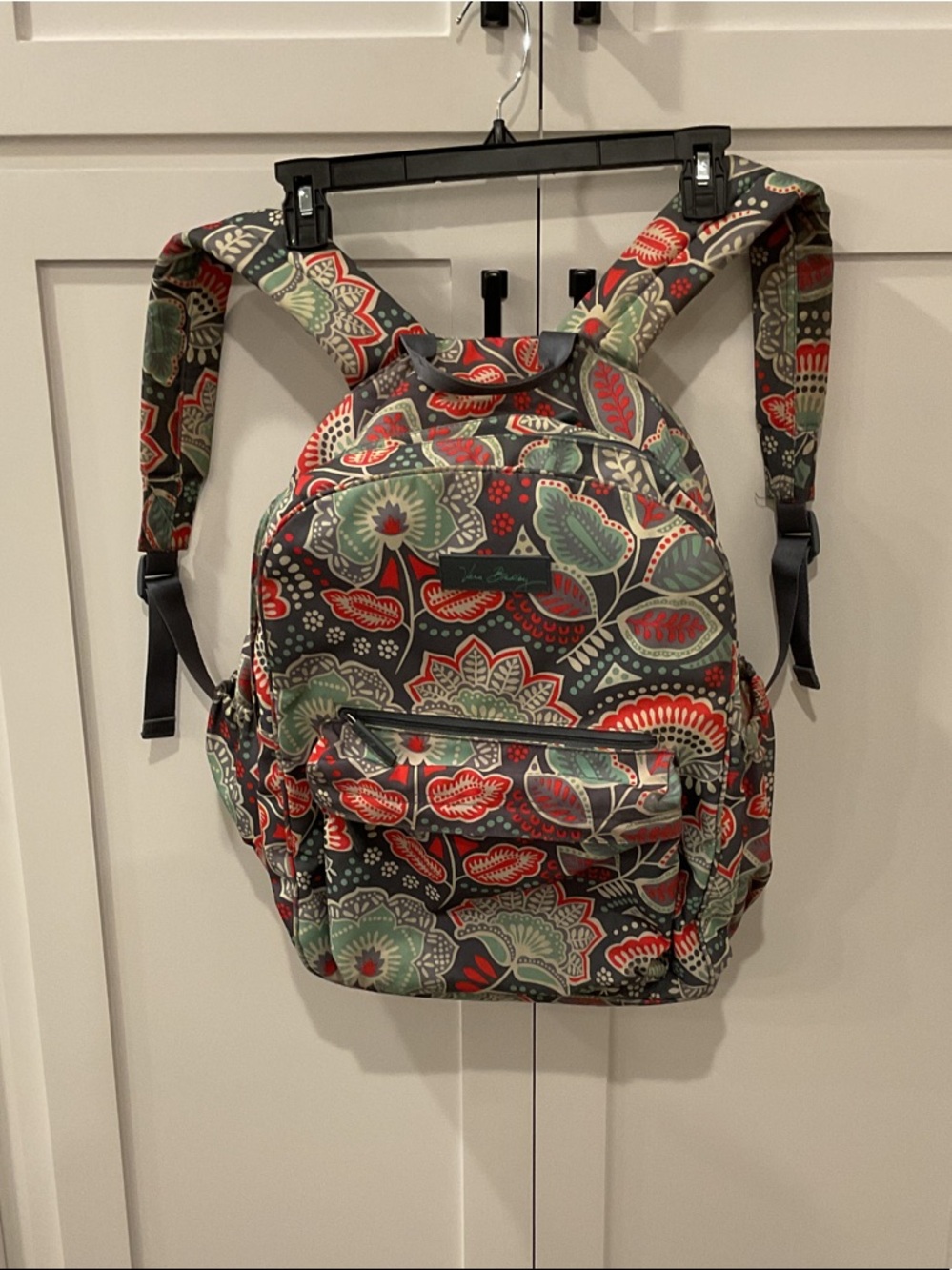 Vera Bradley Floral Backpack in Gray, Red, Green
